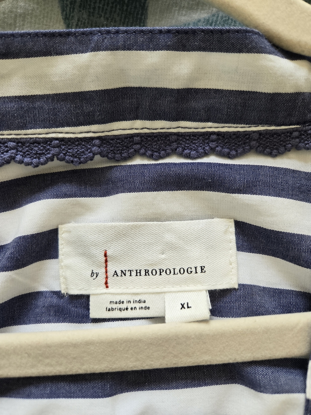 Striped Blue & White Peasant Top - Picture 2 of 12